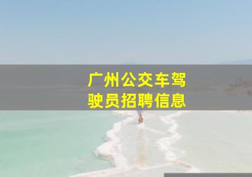 广州公交车驾驶员招聘信息