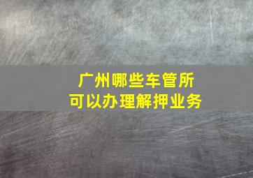 广州哪些车管所可以办理解押业务