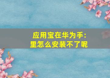 应用宝在华为手:里怎么安装不了呢