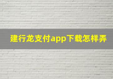 建行龙支付app下载怎样弄