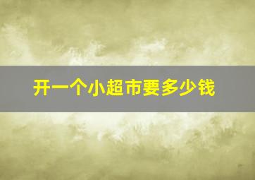 开一个小超市要多少钱