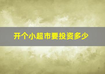 开个小超市要投资多少