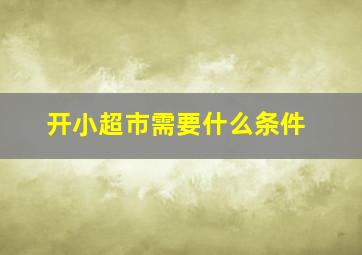 开小超市需要什么条件