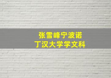 张雪峰宁波诺丁汉大学学文科