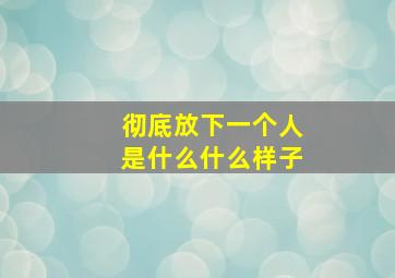 彻底放下一个人是什么什么样子