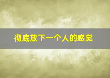 彻底放下一个人的感觉