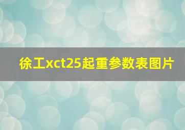 徐工xct25起重参数表图片