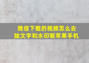 微信下载的视频怎么去除文字和水印呢苹果手机