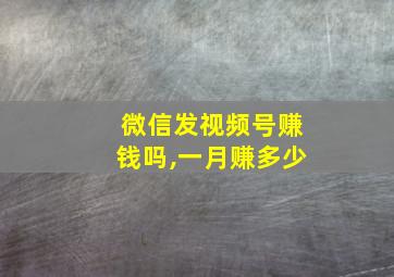 微信发视频号赚钱吗,一月赚多少