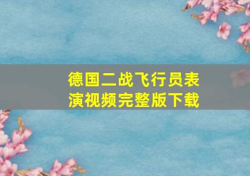 德国二战飞行员表演视频完整版下载