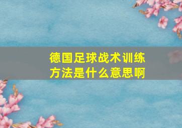 德国足球战术训练方法是什么意思啊