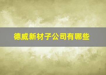 德威新材子公司有哪些