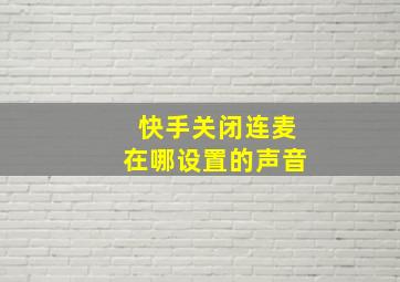 快手关闭连麦在哪设置的声音