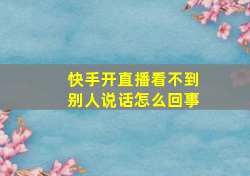 快手开直播看不到别人说话怎么回事