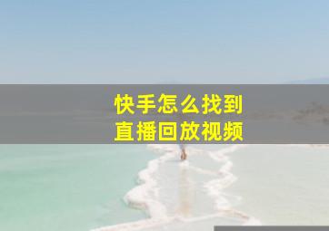 快手怎么找到直播回放视频