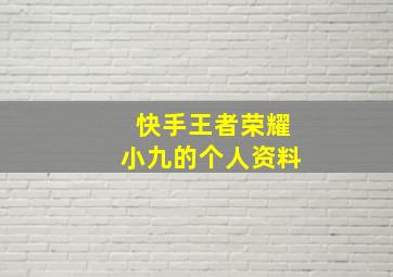 快手王者荣耀小九的个人资料