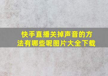 快手直播关掉声音的方法有哪些呢图片大全下载