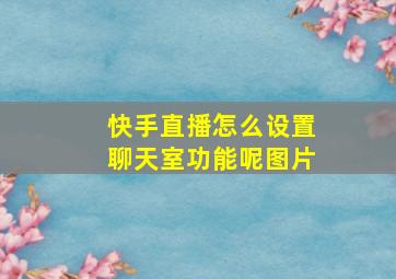 快手直播怎么设置聊天室功能呢图片