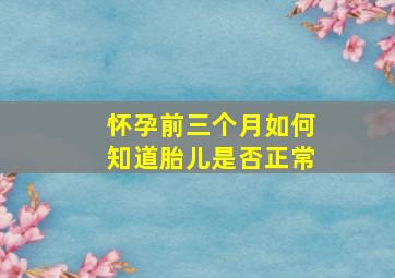 怀孕前三个月如何知道胎儿是否正常