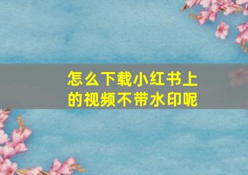 怎么下载小红书上的视频不带水印呢