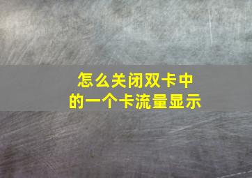 怎么关闭双卡中的一个卡流量显示