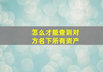 怎么才能查到对方名下所有资产