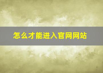 怎么才能进入官网网站