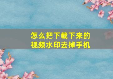 怎么把下载下来的视频水印去掉手机