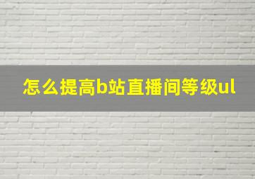 怎么提高b站直播间等级ul