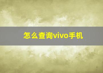 怎么查询vivo手机