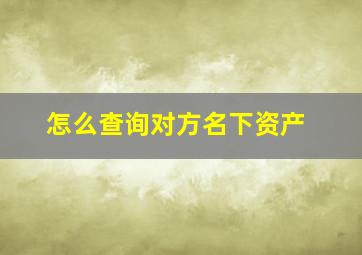 怎么查询对方名下资产