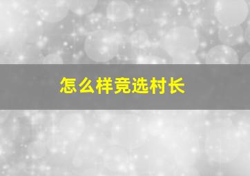 怎么样竞选村长