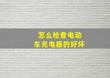 怎么检查电动车充电器的好坏