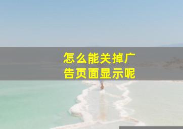 怎么能关掉广告页面显示呢