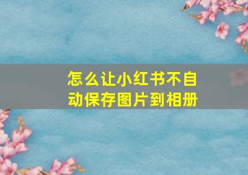 怎么让小红书不自动保存图片到相册