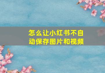 怎么让小红书不自动保存图片和视频