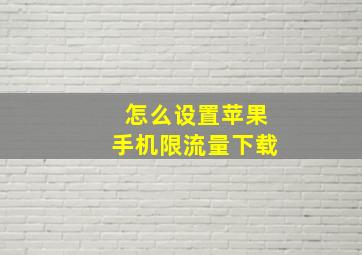 怎么设置苹果手机限流量下载