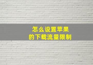 怎么设置苹果的下载流量限制