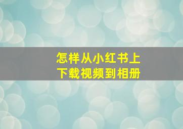 怎样从小红书上下载视频到相册