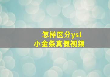 怎样区分ysl小金条真假视频