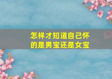 怎样才知道自己怀的是男宝还是女宝