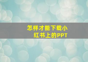 怎样才能下载小红书上的PPT