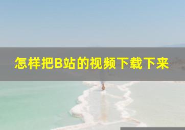 怎样把B站的视频下载下来