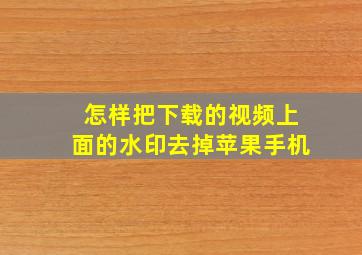 怎样把下载的视频上面的水印去掉苹果手机