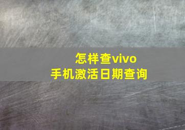 怎样查vivo手机激活日期查询