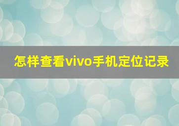 怎样查看vivo手机定位记录