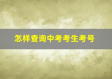 怎样查询中考考生考号