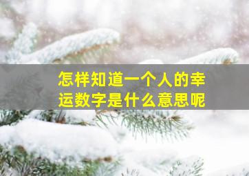 怎样知道一个人的幸运数字是什么意思呢