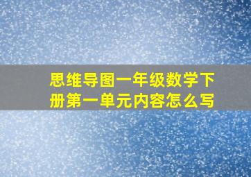 思维导图一年级数学下册第一单元内容怎么写