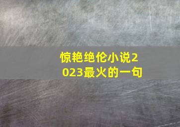 惊艳绝伦小说2023最火的一句